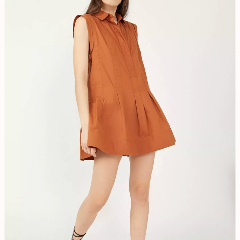 FREE PEOPLE Naomi Poplin Mini Dress in Terracota SIze L